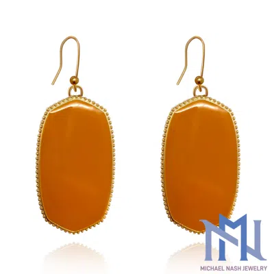 Michael Nash Jewelry Women's Brown / Gold Caramel Hand Enameled Drop Earrings On French Wire In Multi