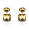 Michael Nash Jewelry Women's Brown / Gold Champagne Double Stone Drop Gold Plated Earrings In Multi