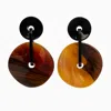 Michael Nash Jewelry Women's Brown Greta Double Disc Tortoise Resin Drop Earrings In Brown