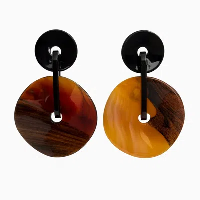 Michael Nash Jewelry Women's Brown Greta Double Disc Tortoise Resin Drop Earrings