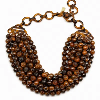 Michael Nash Jewelry Women's Brown Juliette Multi Strand Tortoise Resin Necklace