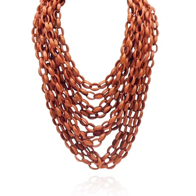 Michael Nash Jewelry Women's Brown Multi Strand Terracotta Resin Chain Necklace