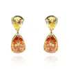 Michael Nash Jewelry Women's Brown / Neutrals Canary And Brown Diamond Cubic Zirconia Pear Shaped Drop Earrings In Sterli In Brown