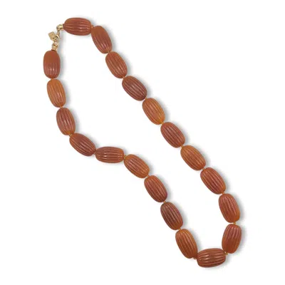 Michael Nash Jewelry Women's Brown Renata Large Amber Resin Carved Bead Necklace