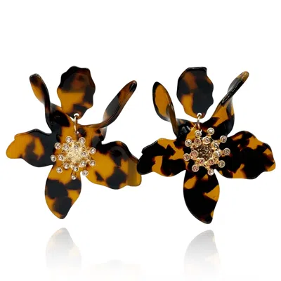 Michael Nash Jewelry Women's Brown Tortoise Floral Resin Drop Earrings