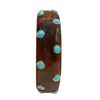 Michael Nash Jewelry Women's Brown Tortoise Resin Bangle With Turquoise Glass Stones In Gold-plated Brass Settings In Brown