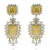 Michael Nash Jewelry Women's Canary And Crystal Clip On Drop Earrings In Gold Plated Brass Setting In Gold