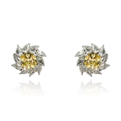 Michael Nash Jewelry Women's Canary And Diamond Cubic Zirconium Clip-on Earrings In Sterling Silver