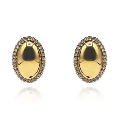 Michael Nash Jewelry Women's Crystal Trimmed Oval Gold Earrings