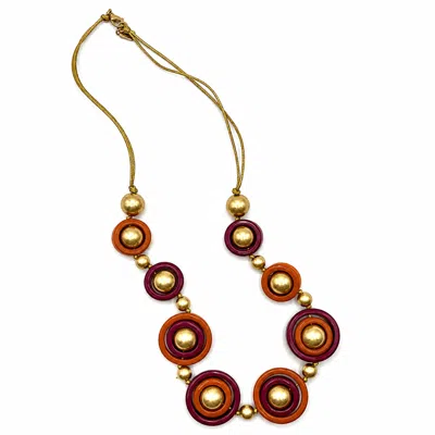 Michael Nash Jewelry Women's Delaney Tobacco And Brown Two Tone Long Necklace In Gold