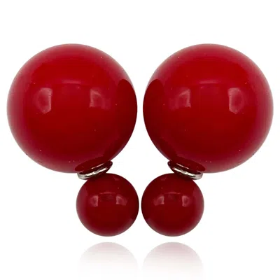 Michael Nash Jewelry Women's Double Ball Brick Red Double Ball Earrings