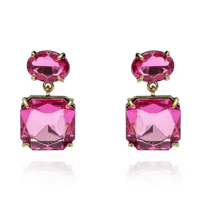 Michael Nash Jewelry Women's Double Stone Pink Drop Gold Plated Earrings