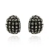 Michael Nash Jewelry Women's Elsa Black Enamel & Crystal Scalloped Button Clip Earrings