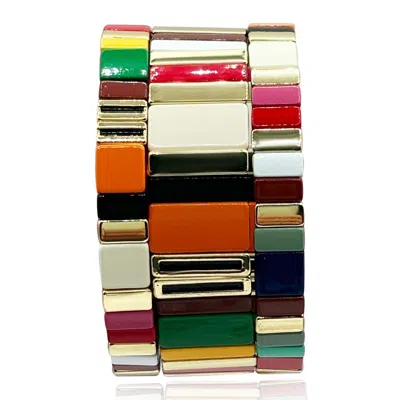Michael Nash Jewelry Women's Enamel Stretch Three Piece Bracelet Set