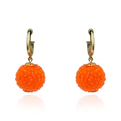 Michael Nash Jewelry Women's Faceted Orange Stone Ball Earrings With Clear Resin Coating