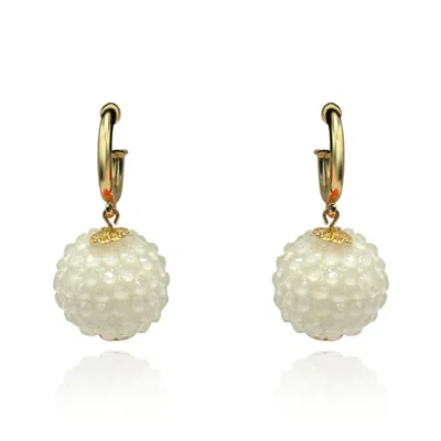 Michael Nash Jewelry Women's Faceted White Stone Ball Earrings With Clear Resin Coating