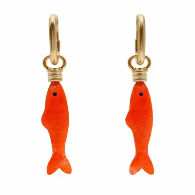 Michael Nash Jewelry Women's Fish Orange Resin Drop Earrings