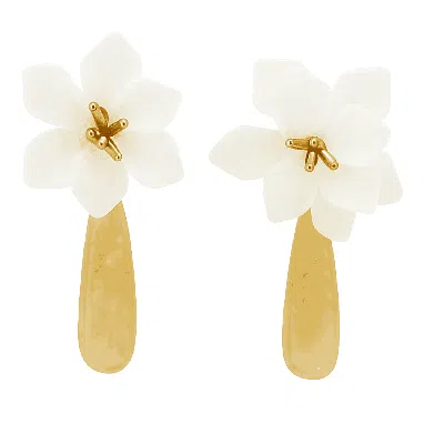 Michael Nash Jewelry Women's Flora White And Mother Of Pearl Resin Drop Clip Earrings