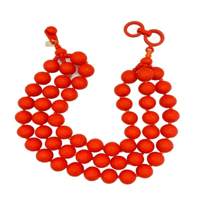 Michael Nash Jewelry Women's Georgiana Faceted Three Strand Orange Resin Necklace