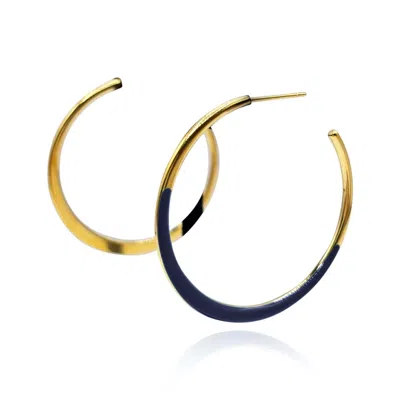 Michael Nash Jewelry Women's Gold And Black Enamel Hoop Earrings