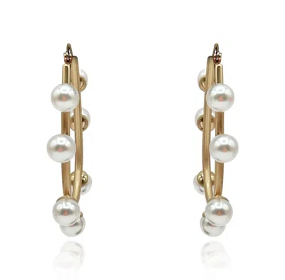 Michael Nash Jewelry Women's Gold And Pearl Hoop Earrings