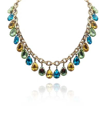 Michael Nash Jewelry Women's Gold / Blue / Brown Multi Color Gold Plate Crystal Necklace