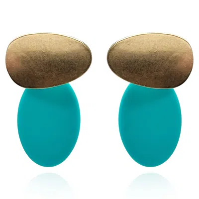 Michael Nash Jewelry Women's Gold / Blue Chiara Worn Gold And Turquoise Pierced Resin Drop Earrings In Multi