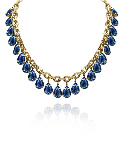 Michael Nash Jewelry Women's Gold / Blue Montana Sapphire Crystal Gold Plate Necklace In Multi