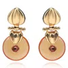 Michael Nash Jewelry Women's Gold / Brown Gold Drop Earring With Topaz Resin Drop