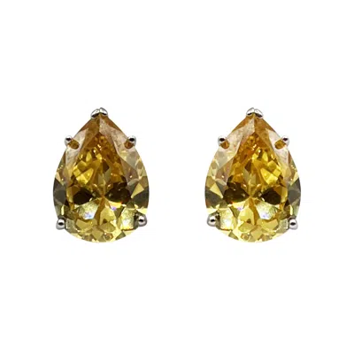 Michael Nash Jewelry Women's Gold Canary Cubic Zirconia Pear-shaped Clip-on Earrings