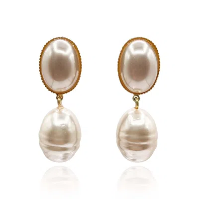Michael Nash Jewelry Women's Gold Emma Baroque Champagne Glass Pearl Drop Clip Earrings
