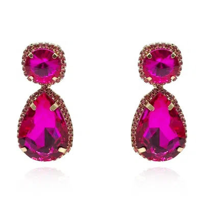 Michael Nash Jewelry Women's Gold Fuschia Pear Shape Faceted Glass Drop Earrings