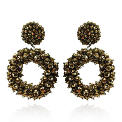 Michael Nash Jewelry Women's Gold Glass Faceted Bead Clip On Drop Earrings