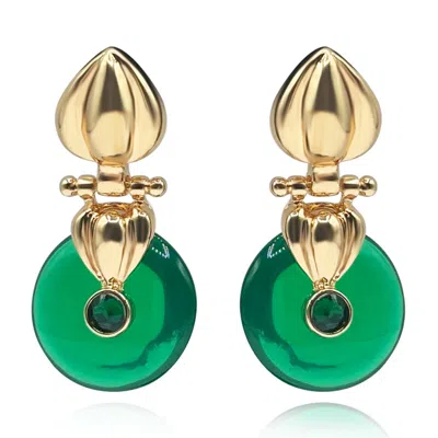 Michael Nash Jewelry Women's Gold / Green Gold Drop Earring With Emerald Resin Drop