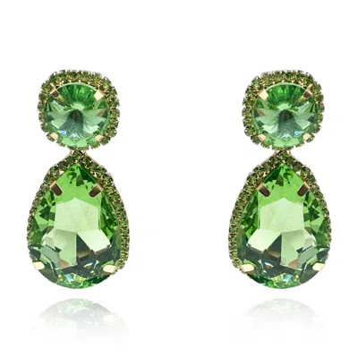 Michael Nash Jewelry Women's Gold / Green Peridot Pear Shape And Pave Drop Earrings In Multi