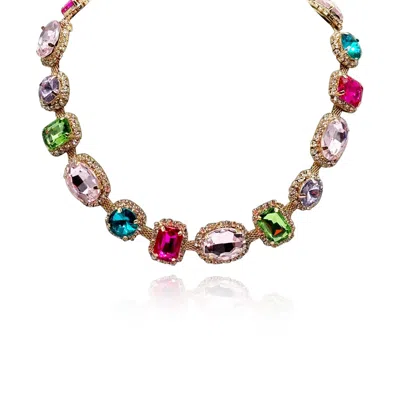 Michael Nash Jewelry Women's Gold Multi Pastel And Bright Faceted Stone Necklace