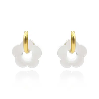 Michael Nash Jewelry Women's Gold / Neutrals Crystal Resin Floral Drops On Gold Hoops