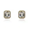 Michael Nash Jewelry Women's Gold / Neutrals Emerald Cut Cubic Zirconium Clip On Earring Set In Gold Plating