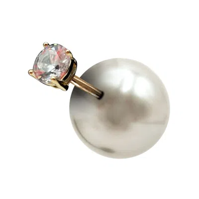 Michael Nash Jewelry Women's Gold / Neutrals / White Pearl And Cubic Zirconium Set In  Earring Set In Gold Plating