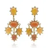 Michael Nash Jewelry Women's Gold / Orange Clip On Earrings With Lemon Onyx And Aventurine Pear And Oval Drops In Multi