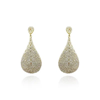Michael Nash Jewelry Women's Gold Pave Drop Large Pear Shape Earrings With Multi Cubic Zirconium