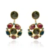 Michael Nash Jewelry Women's Gold Plated Brass Clip On Earrings With Multi Semi Precious Cabochons In Yellow
