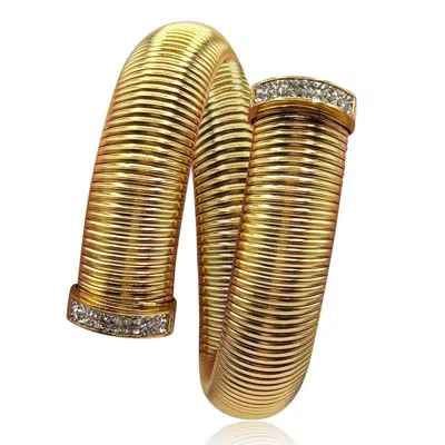 Michael Nash Jewelry Women's Gold Plated Sixteen Millimeter Cobra Bracelet With Pave Tips