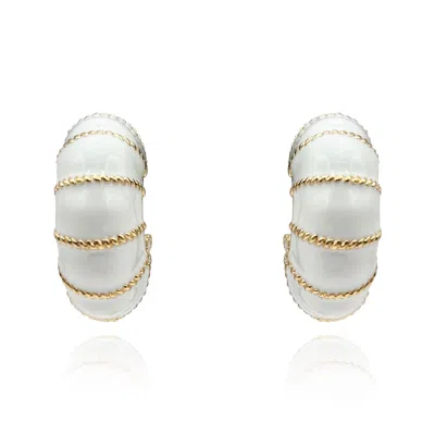 Michael Nash Jewelry Women's Gold-plated White Enamel Clip-on Earrings
