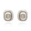 Michael Nash Jewelry Women's Gold / White Belle White Enamel And Pearl Clip On Earrings
