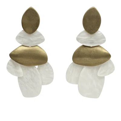 Michael Nash Jewelry Women's Gold / White Danielle Mother Of Pearl Resin & Worn Gold Pierced Earrings In Multi