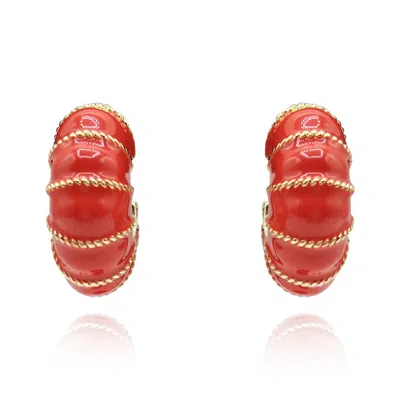 Michael Nash Jewelry Women's Gold / Yellow Gold-plated Coral Enamel Clip-on Earrings