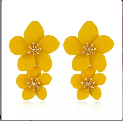 Michael Nash Jewelry Women's Gold / Yellow / Orange Ochre Floral Earrings