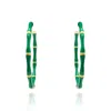 Michael Nash Jewelry Women's Green And Gold Bamboo Hoops