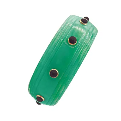 Michael Nash Jewelry Women's Green / Black Rosa Jade And Black Onyx Resin Bangle